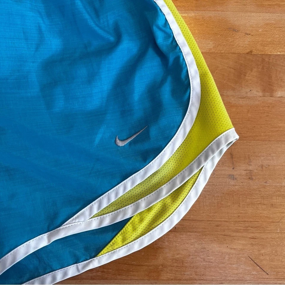 Nike Blue and Yellow Running Track Shorts Bright Colorblock EUC - Image 4 of 4