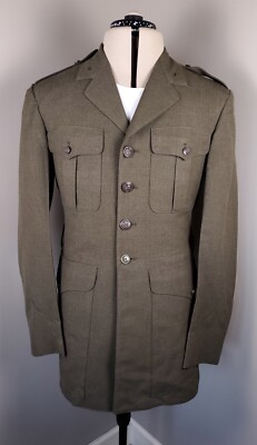 USMC VTG 60s Marine Corps 100% Wool Serge Alpha Dress Jacket Uniform Mens 38 R