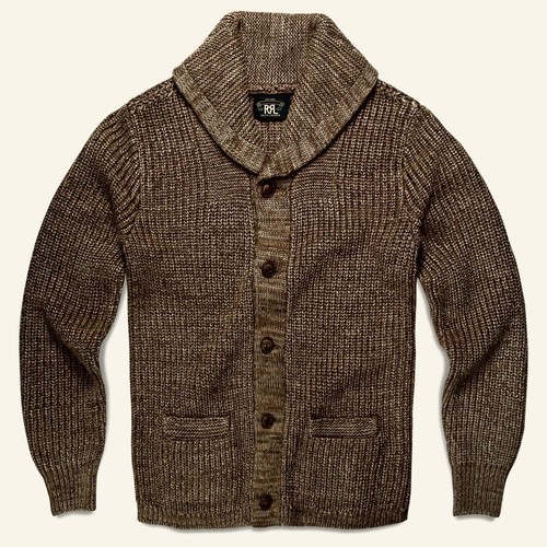 RRL RALPH LAUREN Brown Knit Cardigan 