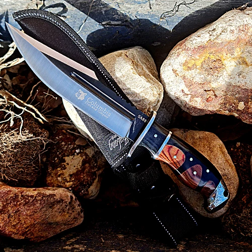 Outdoor COLUMBIA Hunting Knife Fixed Blade Large Bowie Camping Survival Knife - Picture 17 of 24