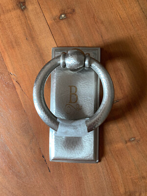 Pottery Barn Ella Hammered Door Knocker, “B” Monogram, Silver Pewter