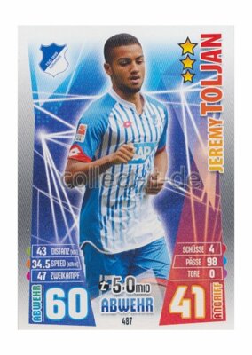 Match Attax Extra 15/16 MX-487 - Jeremy Toljan - Neue Transfers