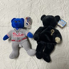 Phillies Pair of Vintage 90s Stuffed Bear Collectibles Mike Lieberthal