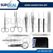 13 Pcs Birds Dissection Set Stainless Steel Surgical Veterinary Instruments Kit