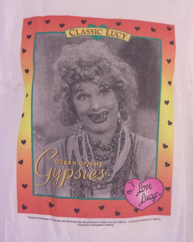 NUEVO SIN ETIQUETAS COMO NUEVO Vintage Años 90 I Love Lucy Camisa Dormir Camiseta Reina de los Gitanos OS Foto 2 de 4