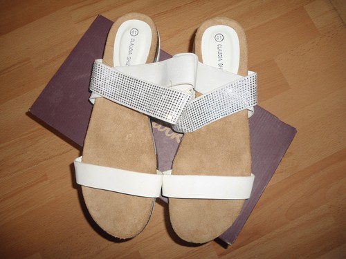 NEU CLAUDIA GHIZZANI DAMEN RIEMCHEN-SANDALE WEIß GR.41