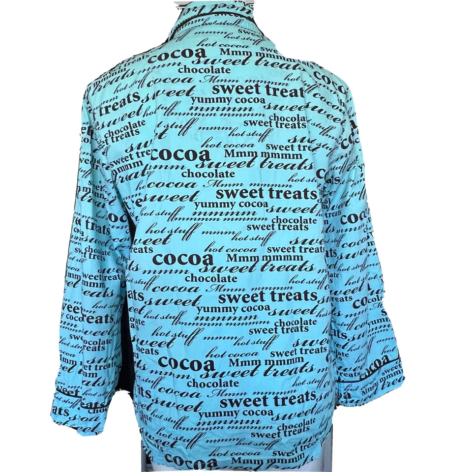 Conjunto de Pijama La Senza Chocolate Lover Pantalones Top Azul Marrón Cintura Elástica Med Foto 4 de 4