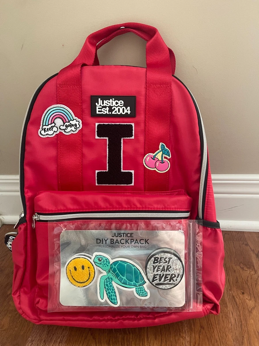 Justice Red Patch Initial Backpack "I" DIY Personalized