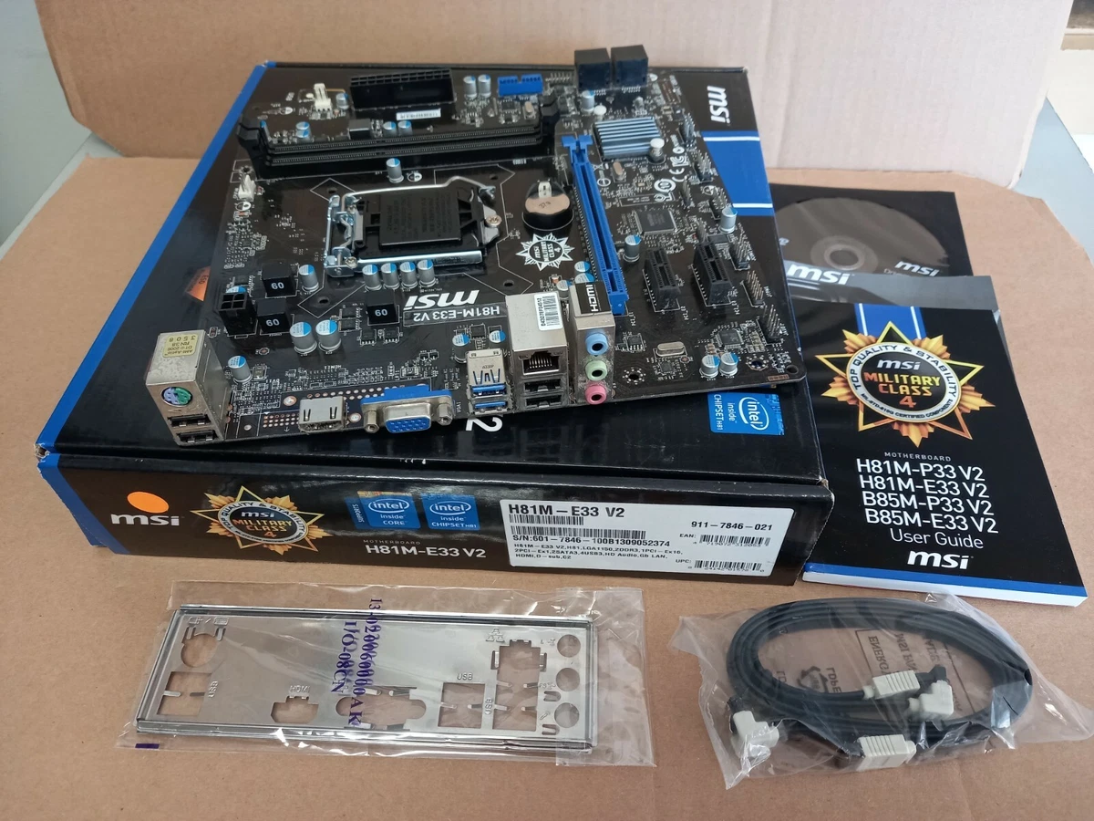 MSI H81M E33 V2 socket 1150 2 DDR3 USB3 VGA HDMI MATX