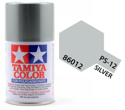 Tamiya 86012 PS-12 Silver Polycarbonate Lexan RC Spray Paint 100ml - US