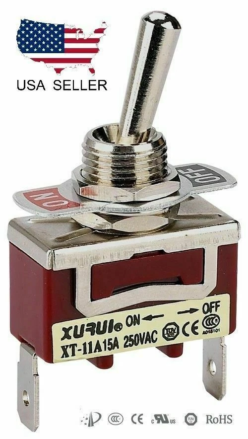 XURUI HEAVY DUTY SPST ON-OFF TOGGLE SWITCH 20A 125V, 15A 250V SPADE TERMINALS (11A)