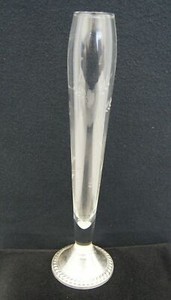 Duchin Creation Bud Vase. Sterling Silver Weighted With Etched Glass. (A3869)