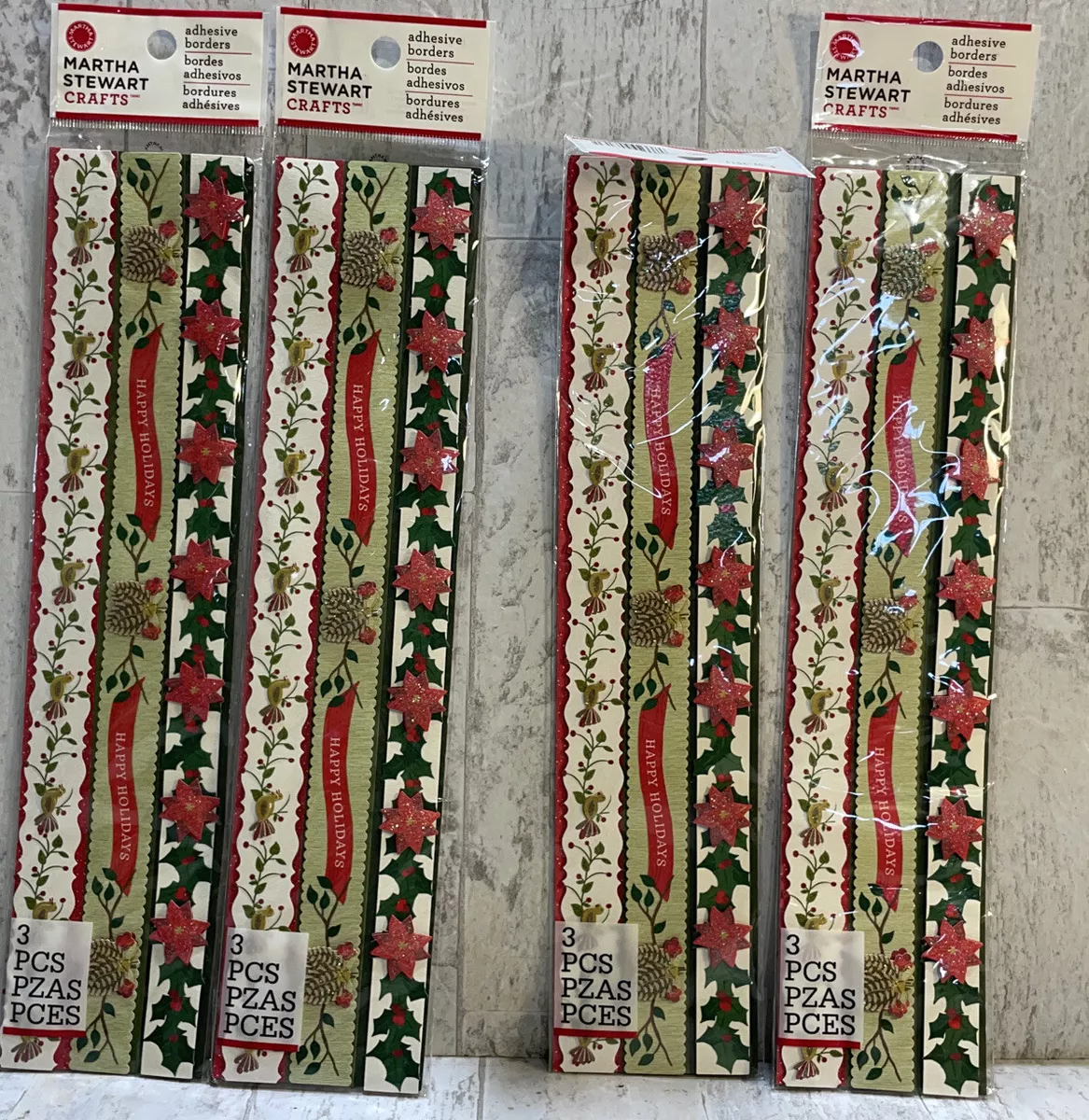 3 Martha Stewart Crafts Christmas Lot Paper Pad Window Clings Brand New