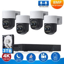 4K PoE Home Security Camera System 360° Wide View 24/7 Video Audio Surveillances