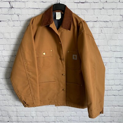 Vintage Carhartt Brown Duck Blanket Lined Coat Chore Jacket Size