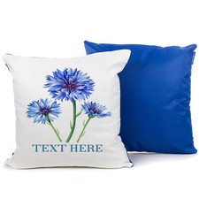 Personalised Cornflower Outdoor Cushion Cover Waterproof Floral Garden Pillow