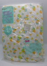 Vintage Carters Baby Crib Sheet fitted blue orange green yellow Mushrooms MIP