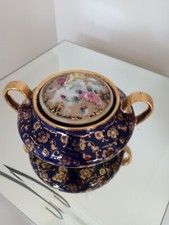 Genuine Royal Underglaze Mazarine Blue And Gold Sugar Porcelain Bowl