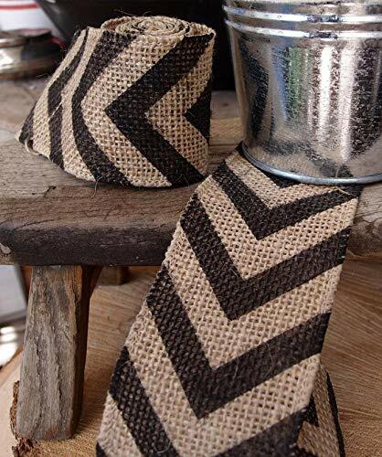 Quasimoon Burlap Fabric Wrap Roll w/ Black Chevron Pattern (2.4 x 6 Ft) by Pa... - Picture 5 of 6