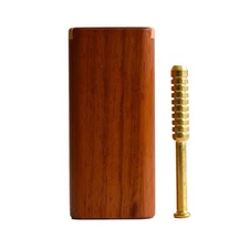 Brazilian Cherry Wood Dugout & Brass Pipe-American Crafted Stash Box