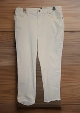 Eileen Fisher Women s Cream Organic Cotton Blend Raw Hem Ankle Pants Stretch L
