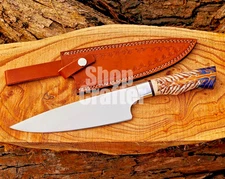 Custom HandMade D2 Steel Chef Knife Hand Forged Blade PineCone Handle