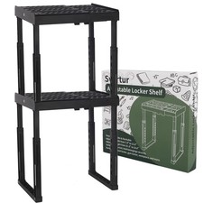 Adjustable Height Width Locker Shelf Organizer Stand Tools Black 2 PCS