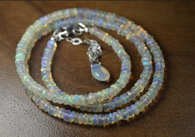 20inch Natural Ethiopian Opal Beads Necklace 3-5MM opal Beaded Gemstone Necklace