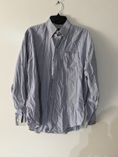 Nautica Men s 16 34/35 Blue Striped 100 Cotton Button Down Long Sleeve