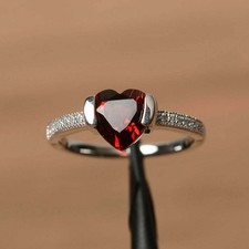 2Ct Heart Shaped Diamond Solitaire Engagement Wedding Ring 14K White Gold Finish