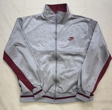 Vintage NIKE Mens Gray Tag 90s Gray Maroon Hip Hop Track Jacket Size XL