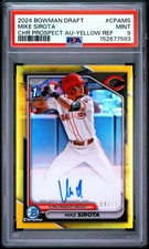 2024 BOWMAN DRAFT CHROME PROSPECT AUTOS YELLOW REFRACTOR MIKE SIROTA 8/75 PSA 9