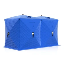 6-8 Person Insulated Pop-Up Ice Fishing Tent 3-Layer Windproof Thermal Shanty