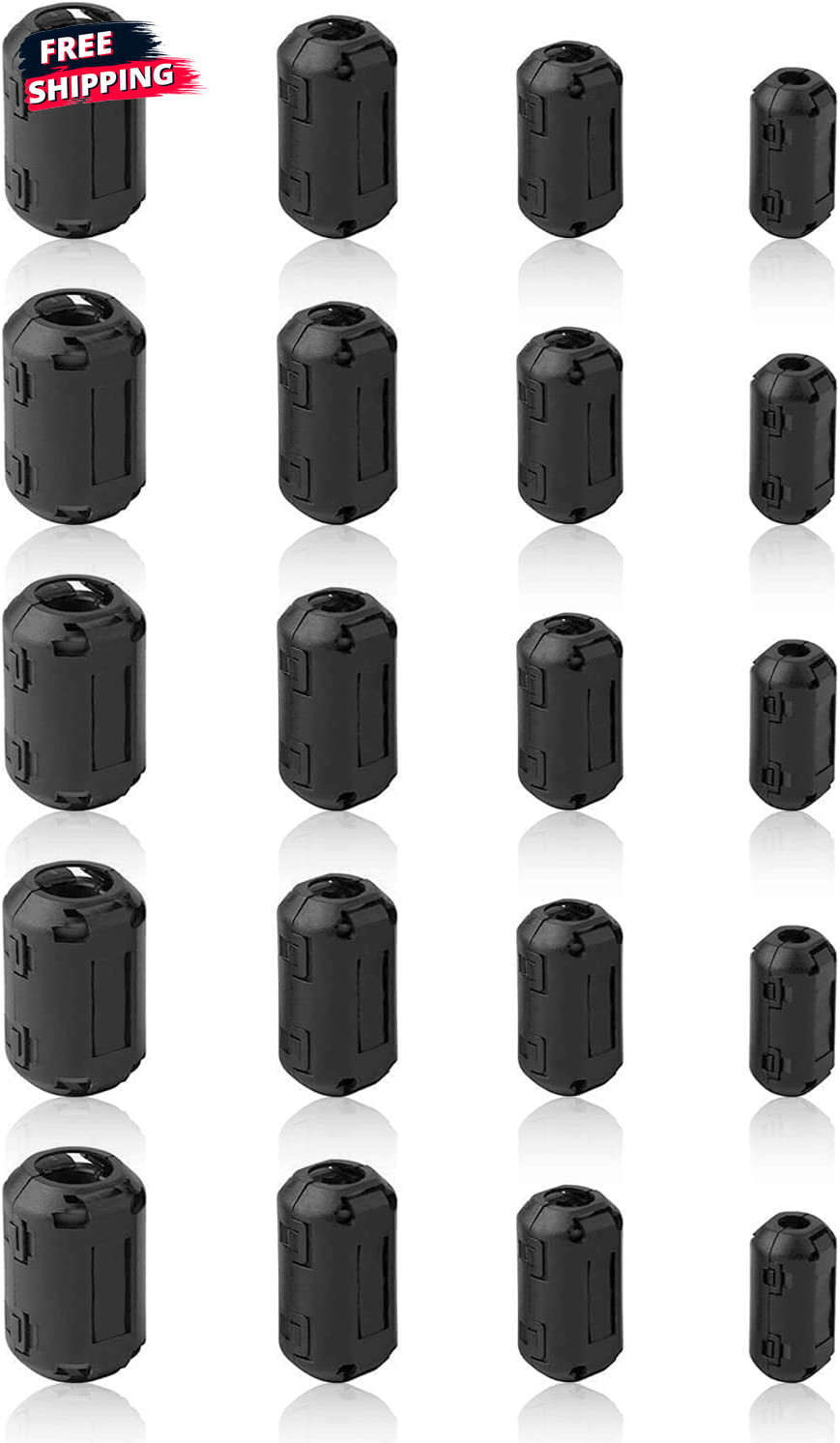 20 Pack Ferrite Chokes Bead Ring Core RFI EMI Noise Suppressor Filter Cable Clip