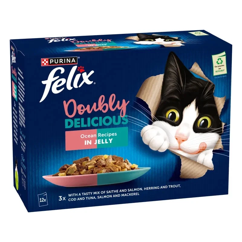 48x85 Felix Doubly Delicious Ocean Recipes Selection In Jelly Adult Wet Cat Food