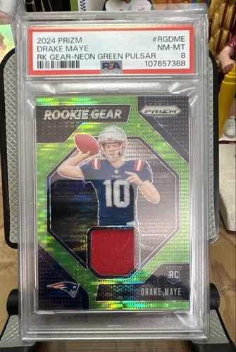 2024 Panini Prizm - Rookie Gear Drake Maye #RG-DME Neon Green Pulsar Prizm