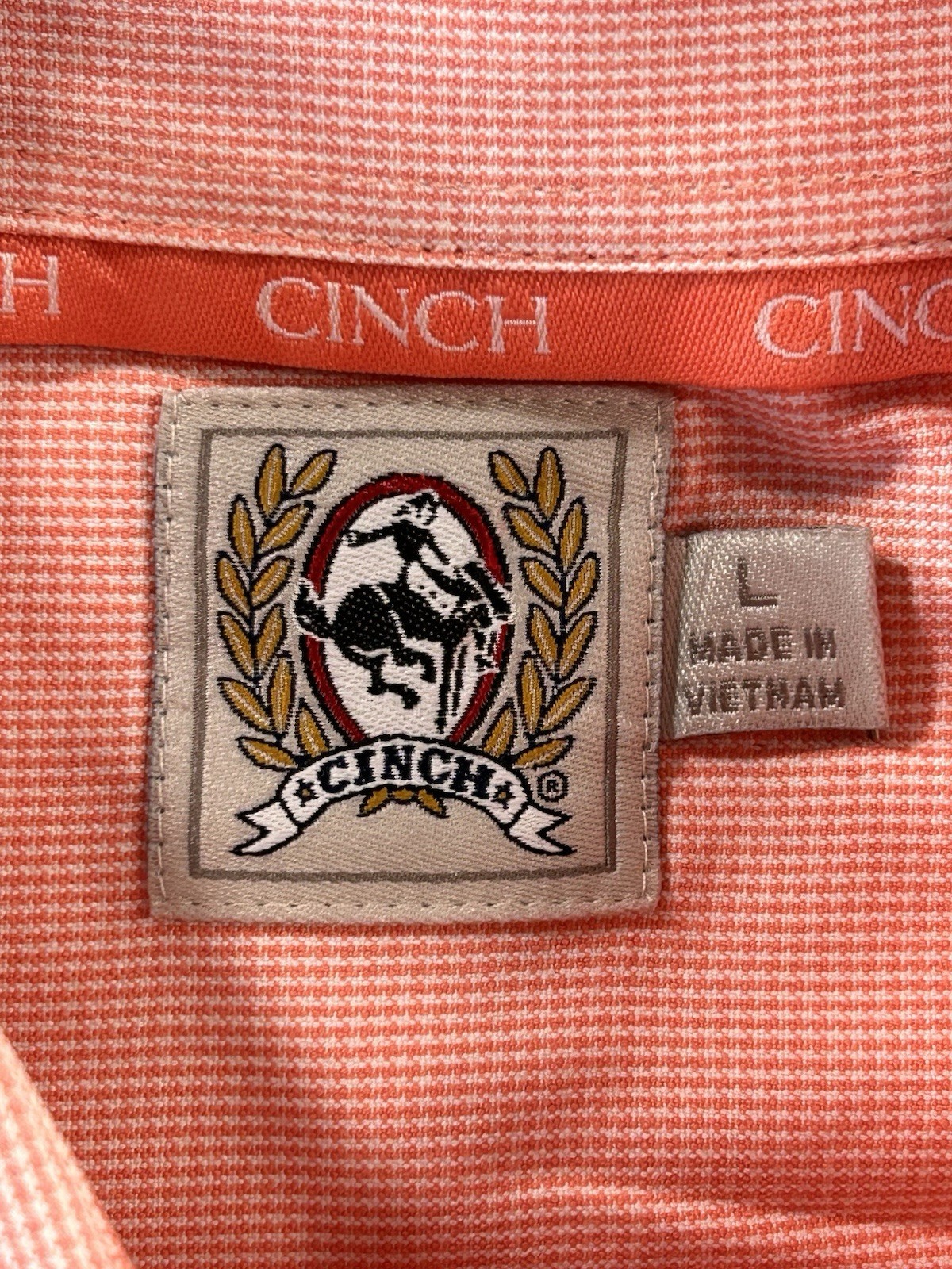 Cinch Orange Button Down Houndstooth Pattern Shir… - image 9