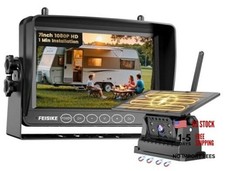 Magnetic Solar Wireless Backup Camera for RV Truck Trailer 7" 1080P Monitor,