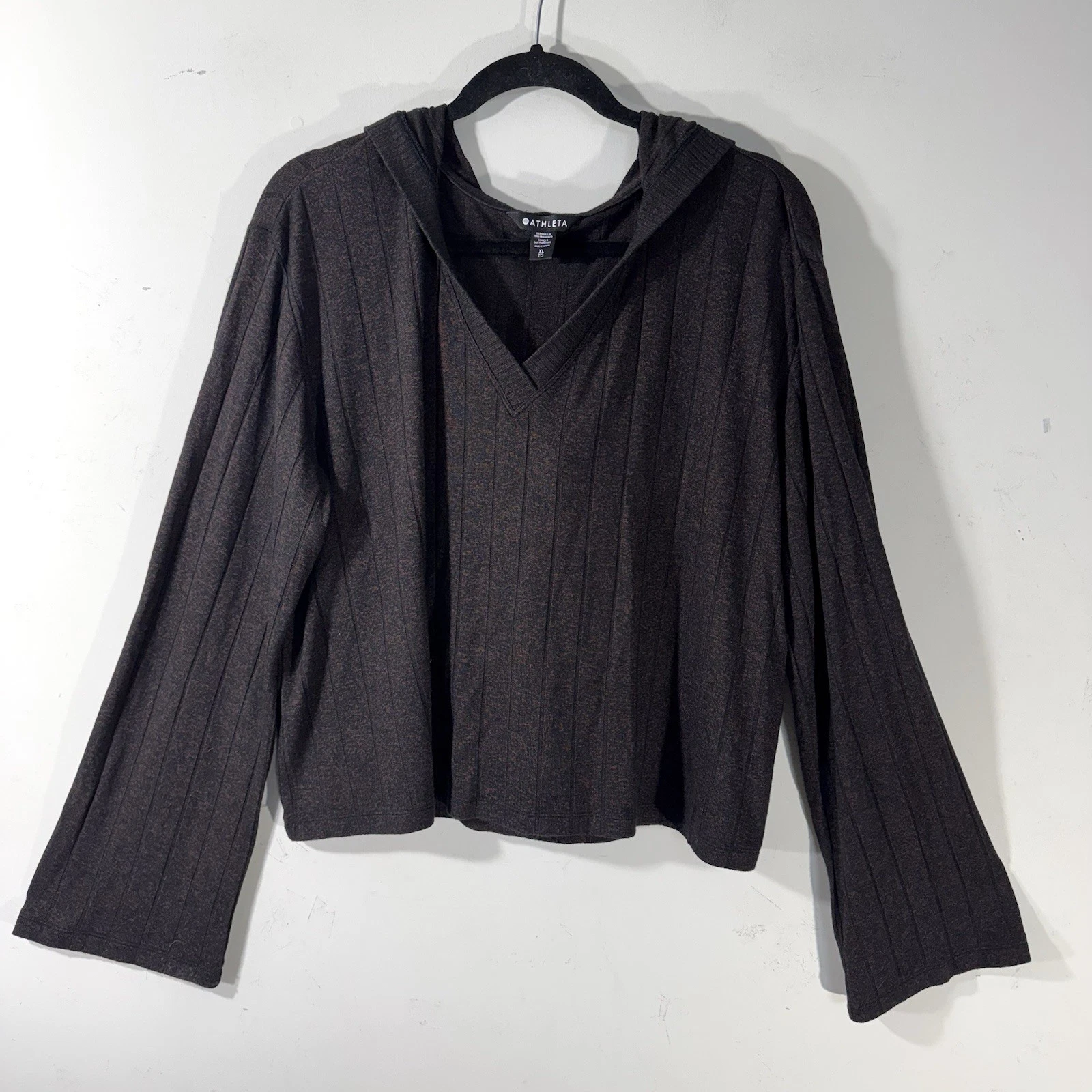 Athleta Hoodie Womens XL Harmony Pose Boxy Top Mahogany Brown Lounge 882344
