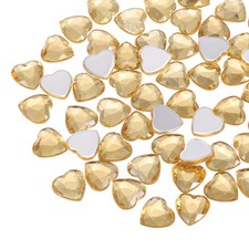 40Pcs Acrylic Heart Rhinestone 12mm Flat Back Gems Stickers, Light Brown