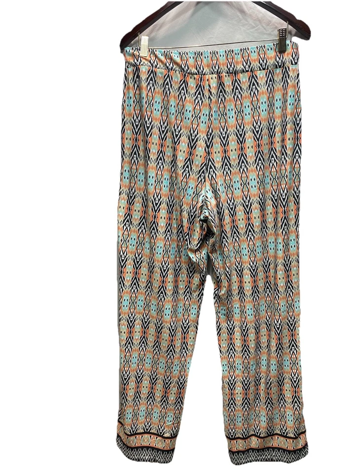 NY Collection Lounge Pants Comfortable Multi-Colored Polyester & Spandex Size L - Image 2 of 4