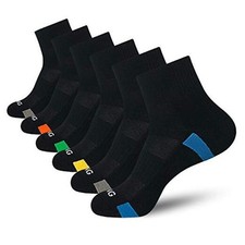 Men's Athletic Cushioned Quarter Socks 6 Pairs 9-12 Black