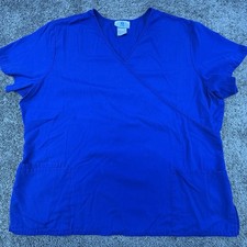 SB Scrubs Scrub Top Women's XL Blue Pockets Healthcare Nursing Comfortable Used