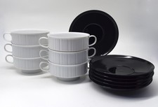 Rosenthal Variation 6 Suppentassen + Untertassen schwarz weiß Tapio Wirkkala