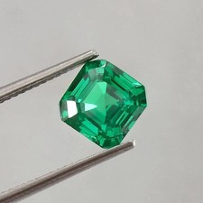 AAA Natural 9 Ct Green Emerald Flawless Asscher Cut Loose Certified Gemstone