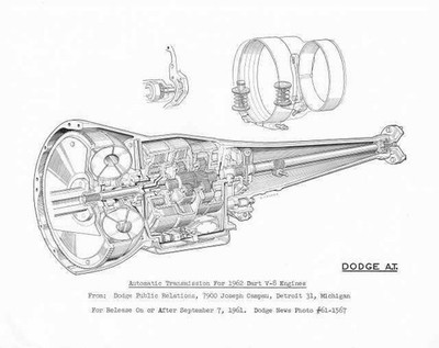 1962 Dodge Dart V-8 Automatic Transmission Illustrative Cutaway Press Photo 0207