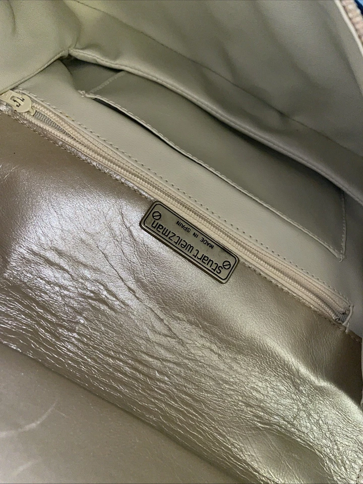 Bandolera Stuart Weitzman Beige, Tela y Cuero. Foto 4 de 4