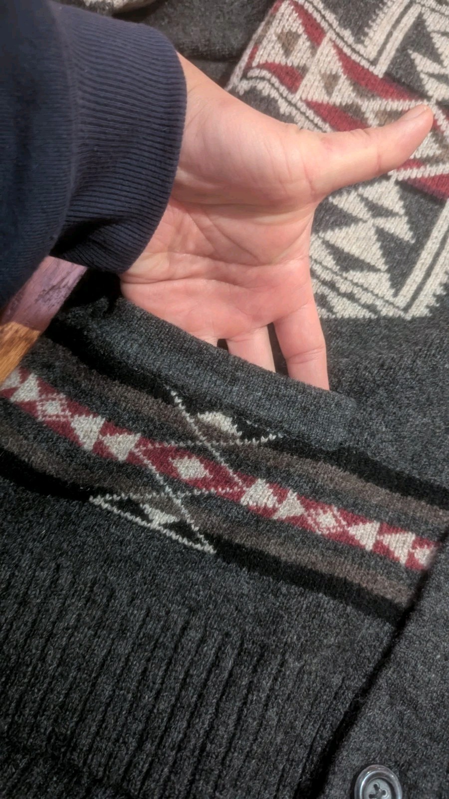 Pendleton Crossroads Gray & Red Buttoned Cardigan… - image 6