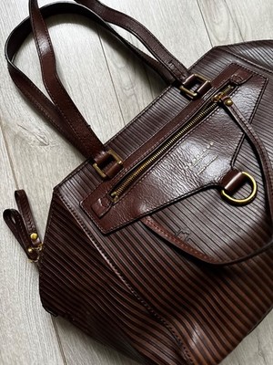 The Bridge Brown Leather Handbag Top Handle Bag Made in Italy