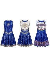 Kids Girls Costume Carnival Dresses Performance Dress Aline Swing Sequins Shiny